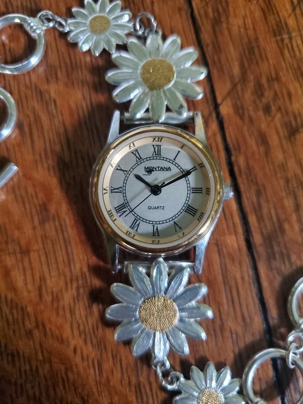 Montana Silversmiths Silver and Gold Daisy Link Watch Bracelet - Picture 3 of 3